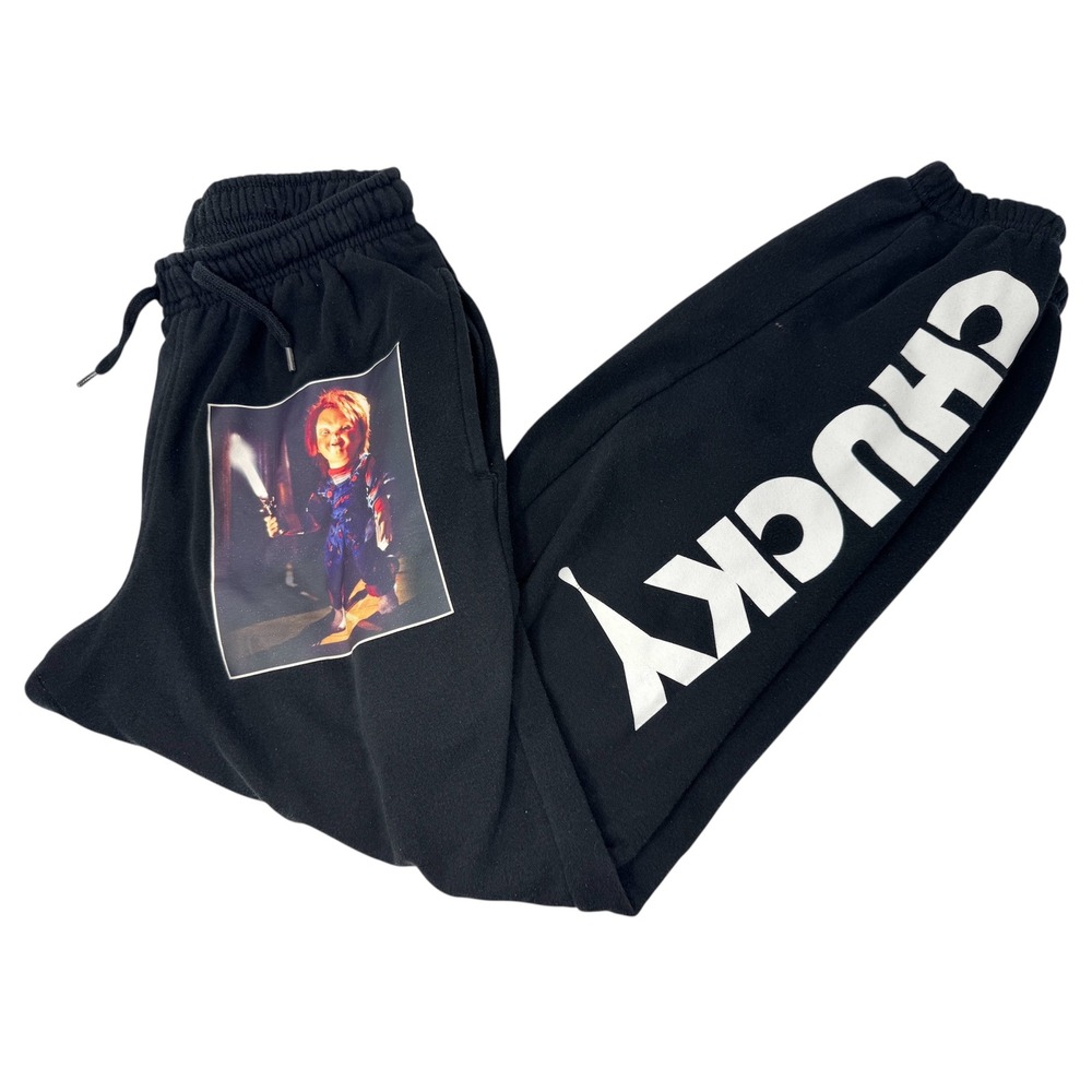 Chucky Sweatpants Black Graphic‎ Print Joggers Horror Movie Fan Apparel Size S